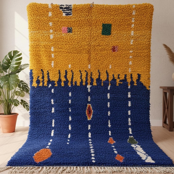 Colorful Moroccan Boujad Rug, Abstract Berber Carpet
