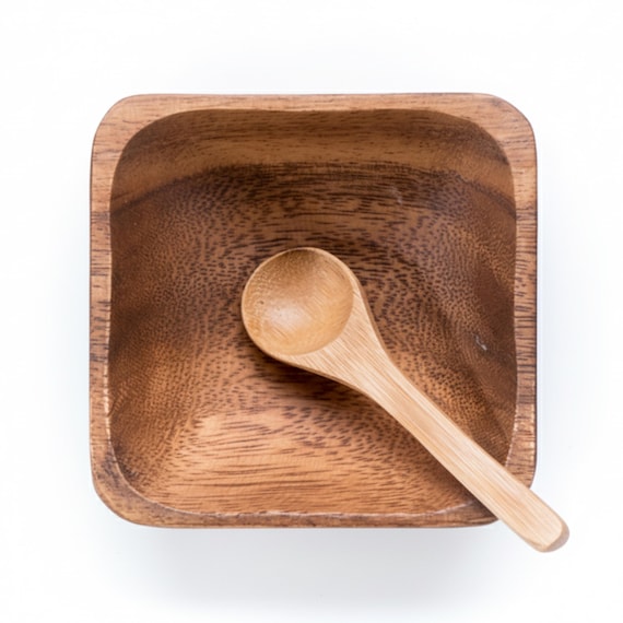 Eco-Friendly Acacia Wood Facial Bowl & Bamboo Spoon Set – Natural Skincare Mixing Tool