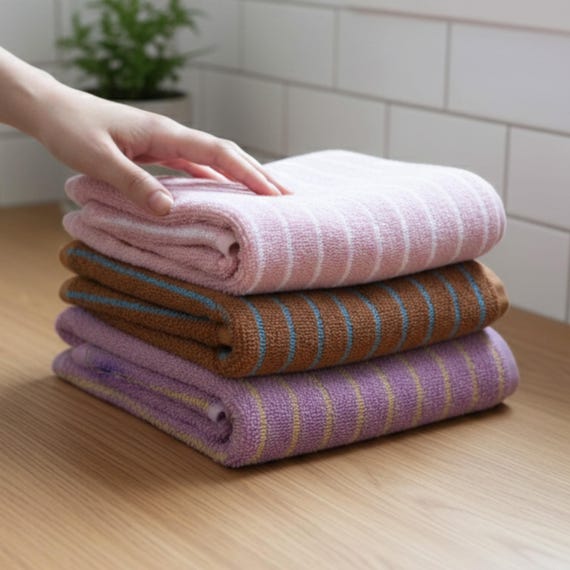 Ultra Soft Absorbent Retro Stripe Bath Towel - 100% Organic Cotton
