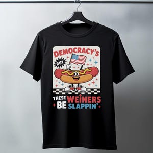 Funny 4th of July Hot Dog Shirt – Patriotic Cookout Tee – Cartoon Wiener Graphic – Independence Day Humor T-Shirt