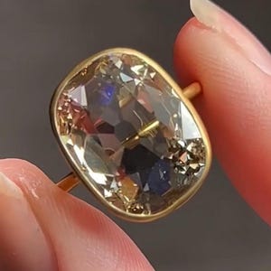 Light Brown Old Mine 5 CT Elongated Cushion Cut Moissanite Ring Cushion Bezel Vintage Engagement Ring 14K Gold Wedding Ring anniversary Ring