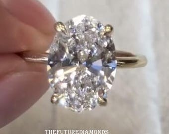2.5 CT Oval Cut Hidden Halo Solitaire Ring Oval Moissanite Engagement Ring 14K Solid Gold Wedding Ring Anniversary Ring For Her Promise Ring
