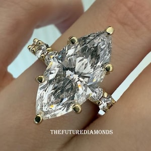 3 CT Marquise Cut Moissanite Engagement Ring Hidden Halo 14K Solid Gold Wedding Ring Bridal Ring Anniversary Rings For Women Promise Ring