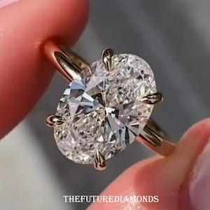 3 CT Oval Cut Moissanite Verlobungsring Versteckter Halo-Ring 14K Solid Gold Ehering für Frauen Solitaire Ring Jubiläumsring Geschenk für sie