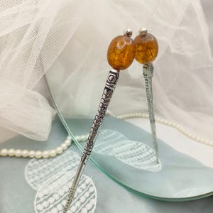 Silver Hair Stick - Citrine Gemstone Hair Pin - Oxidized Hair Pin - Hair Bun Pin - Hair Accessories - Boho Hair Jewellery - Gift For Her