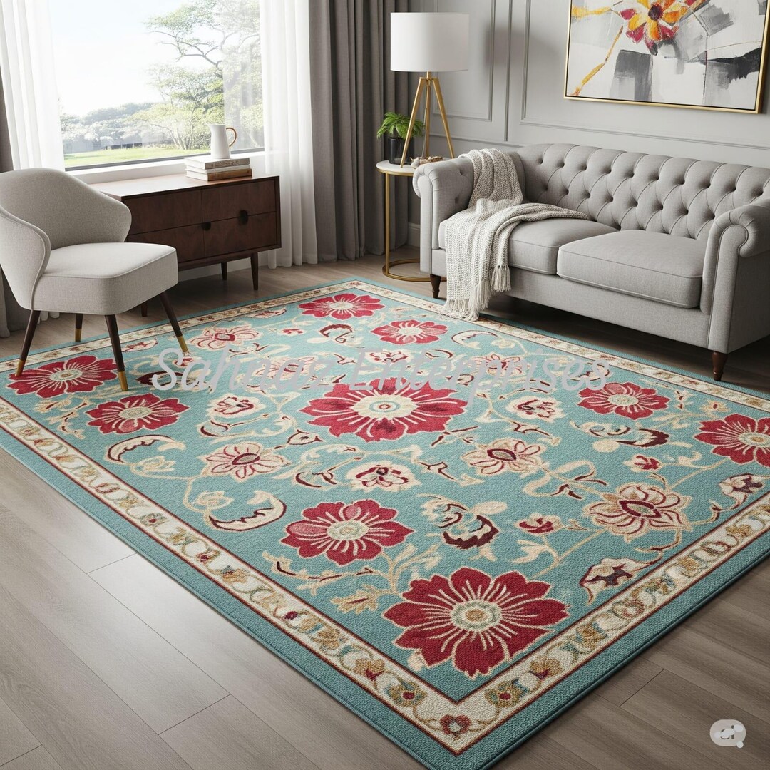 Lady Rugs Vibrant Floral Oasis Rug Pioneer Woman Rug Handmade Bedroom and Living ...