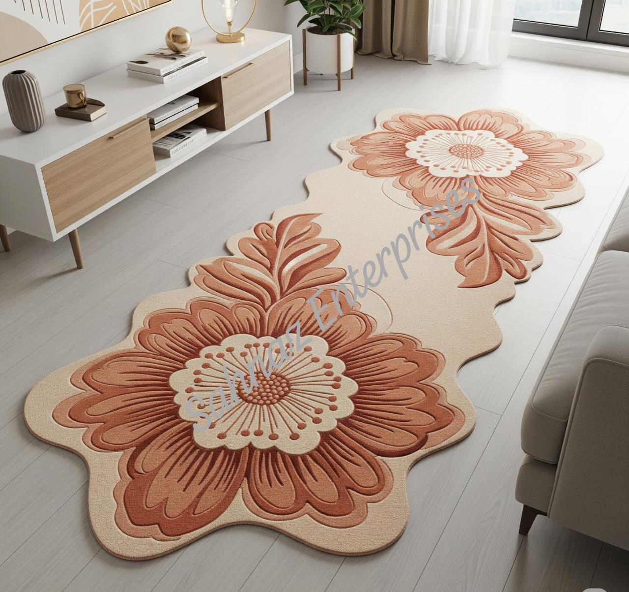 Tappeto da corridoio floreale curvy in terracotta e crema per il soggiorno: dimensioni 3x6, 3x7, 3x8, 3x9, 3x10, 3x11