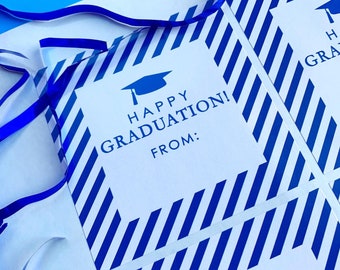 Square Graduation Stickers Blue- Ready to Ship