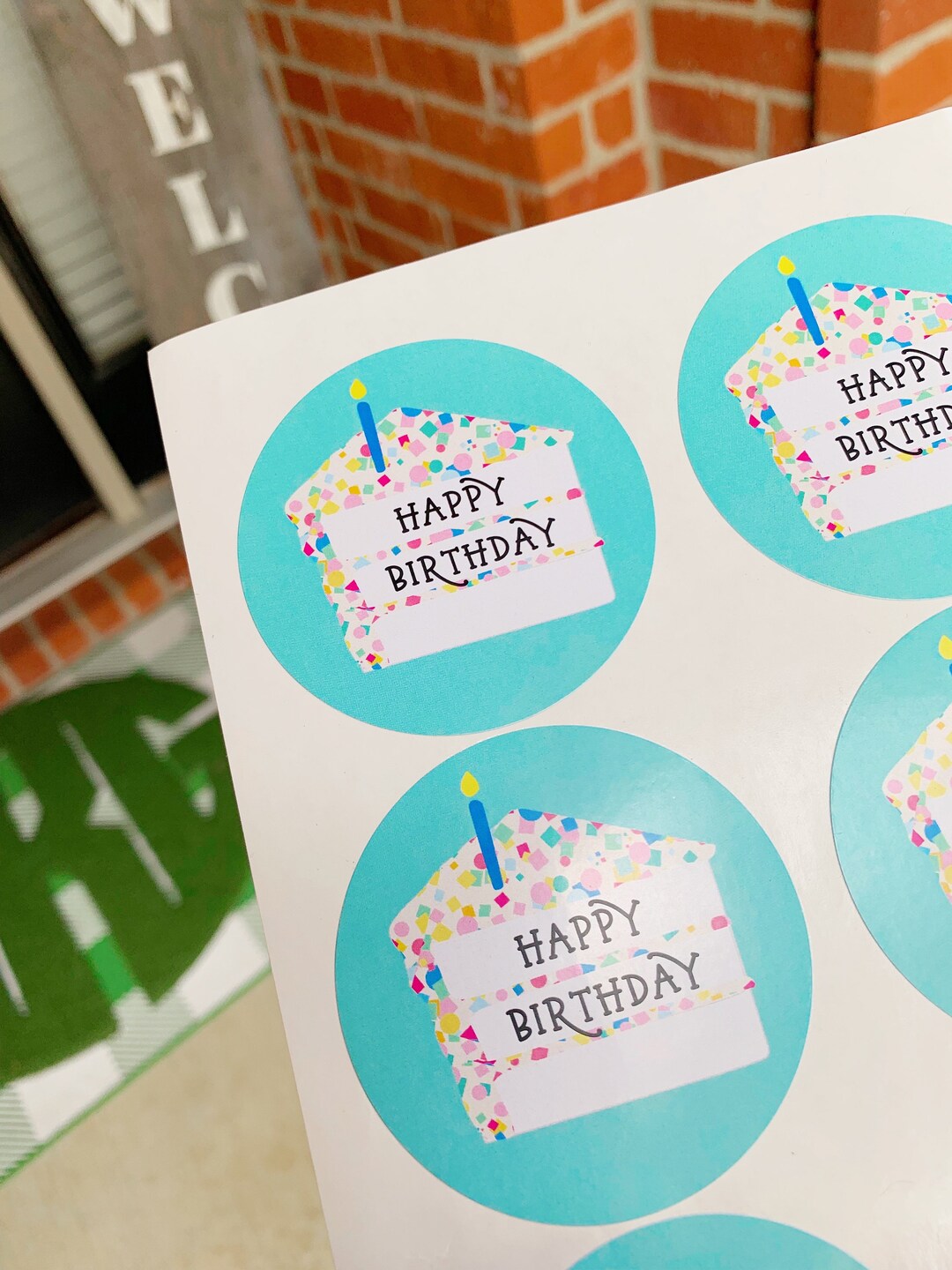 Happy Birthday Cake Stickers Ready to Ship Etsy