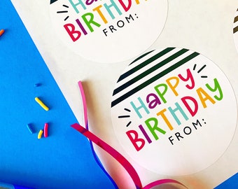 New Happy Birthday Sticker- 6 or 12 to page