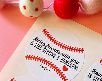 BASEBALL Valentine Stickers- READY to SHIP