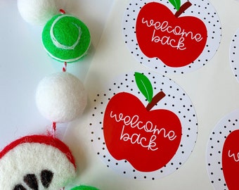 Welcome Back Apple Sticker- 6 or 12 to page