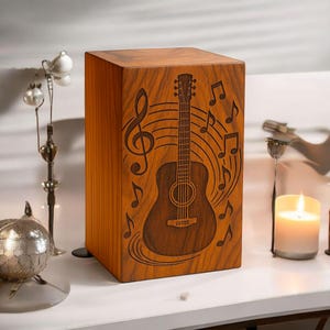 Personalized Guitar Cremation Urn: Sheesham Wood Memorial Keepsake