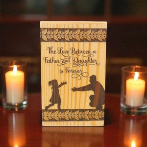 Engraved Pine Wood Urn Box: Father & Daughter Memorial Keepsake