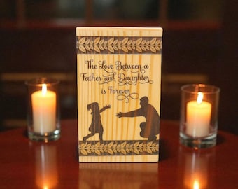 Engraved Pine Wood Urn Box: Father & Daughter Memorial Keepsake
