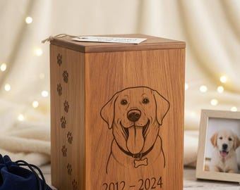 Urna conmemorativa para perro personalizada: urna de madera de sheesham grabada para mascotas
