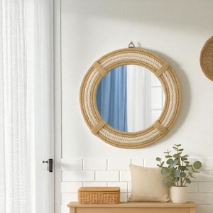 Jute Rope Round Mirror: Coastal Boho Wall Decor