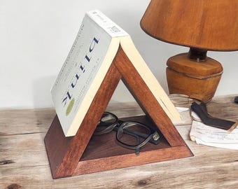 Buchständer aus Holz mit Brillenhalter: Moderner Schreibtisch Organizer