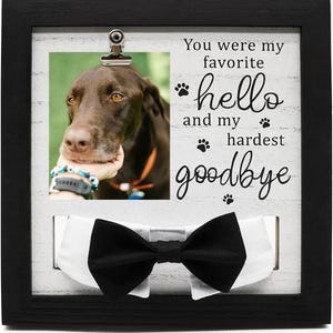 Cadeau pour la perte d'un animal de compagnie - cadre commémoratif de 9 x 9 po. avec porte-collier et carte, cadeau du souvenir de la perte d'un chien ou d'un chat, souvenir du pont arc-en-ciel