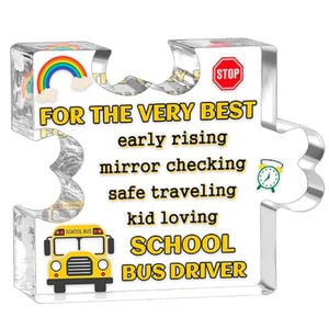 Regalos de agradecimiento para conductores de autobús: pieza de rompecabezas de acrílico "Gracias a mis conductores", regalos para conductores de autobús escolar, regalo de regreso a clases de estudiantes