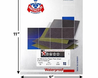 9x11 P3000 Wet Dry Sandpaper Sheets Automotive Paint Sanding 3000 Grit 50pc