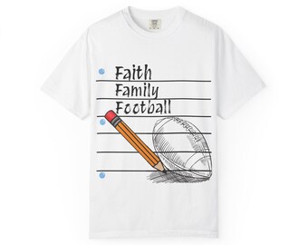 Faith Family Football T-Shirt, Unisex Tee, Sports Fan Shirt, Gift for Dad, Family Reunion Tee, Casual Wear