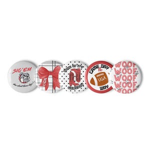 UGA Game Day Buttons: Bulldogs Football Spirit Pins, Set of 5