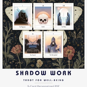 Schattenarbeit Tarot-Lesung - 5 Karten personalisiertes PDF für innere Heilung und emotionale Einsicht (digitales PDF)