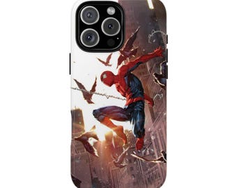 Spider-Man Comic Style Phone Case, Dual-Layer Protective Cover (Wireless Charging Compatible)