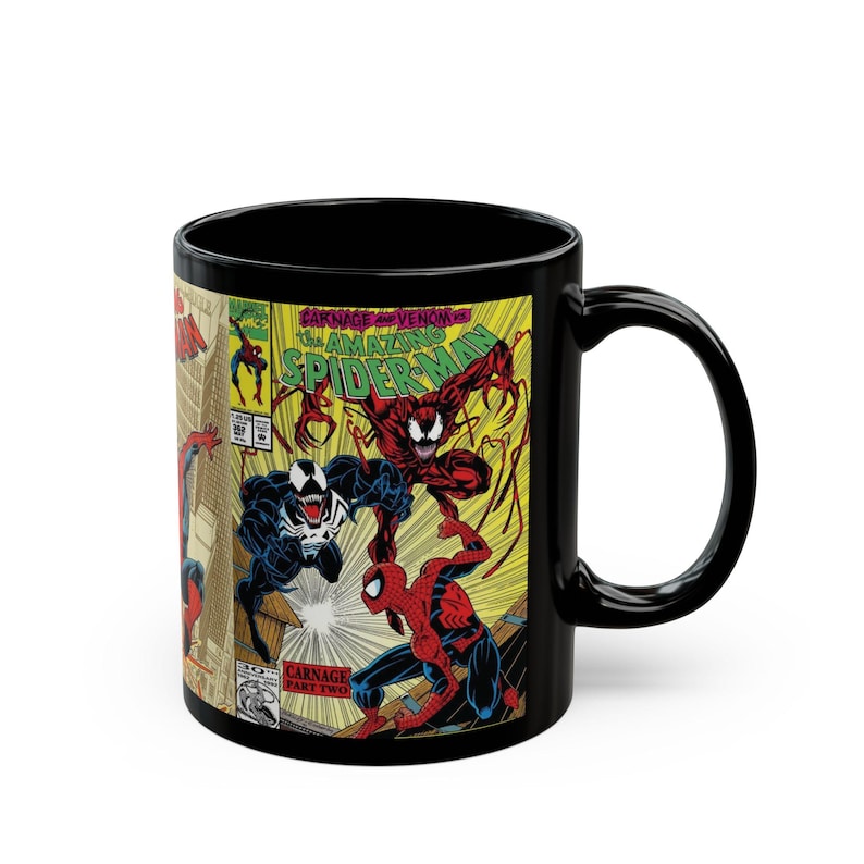 Spider-Man Comic Style Black Mug (11oz image 3