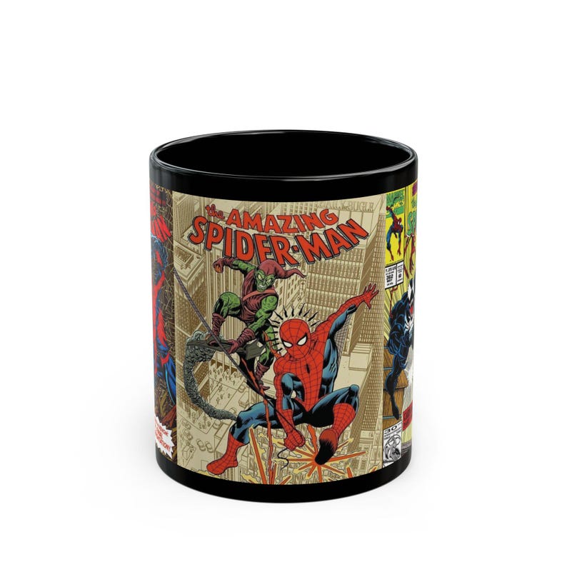 Spider-Man Comic Style Black Mug (11oz image 2