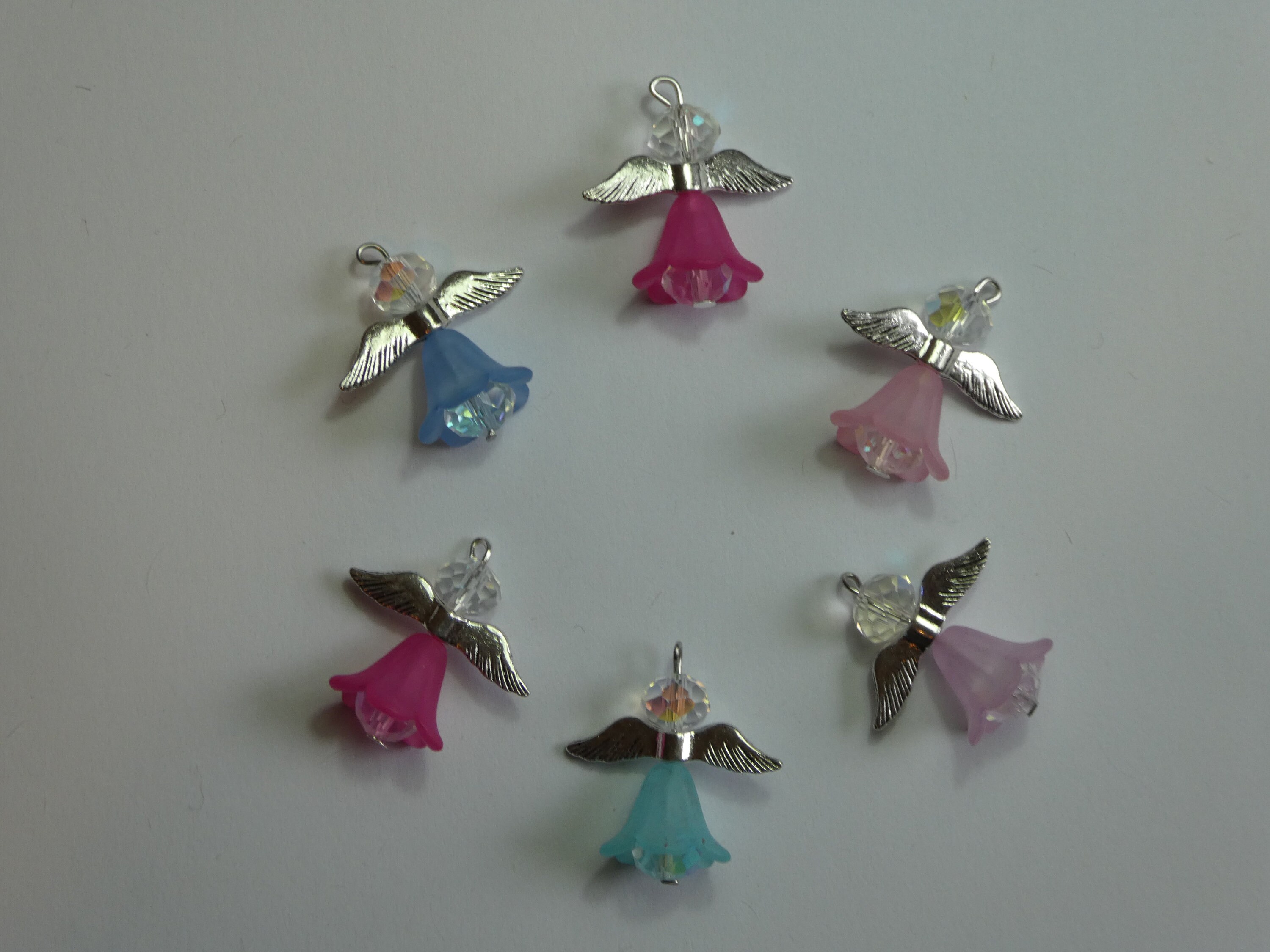 Crystal Angel Charms DIY Craft Kit to make 6 Angels in Rainbow or