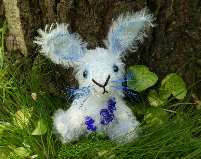 Shola 4" OOAK Ombre dyed Bluebell Woods Mohair Artist Bunny Rabbit Bear by Bramber Bears