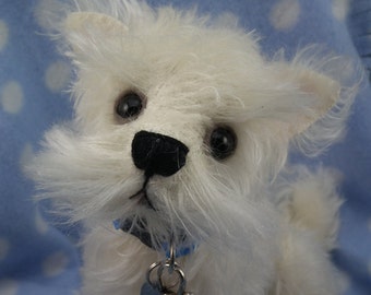 Custom made West Highland White 9" Mohair Dog Soft Sculpture Artist Bear Bramber Bears commission
