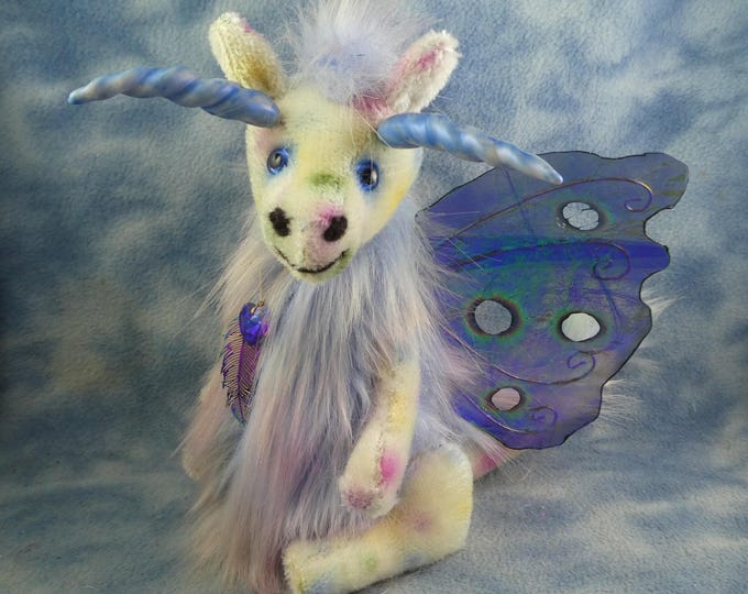 9" Wonderful Fantasy Mohair Artist Rainbow Dragon Bear *Bramber Bears *Blu* OOAK