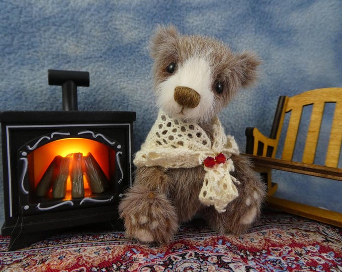 3" Tiny Miniature Fireside Artist Bear & 1/12th display set *Bramber Bears* Olive