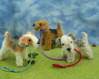 Custom made Miniature Terrier Dog 3.5" Mohair Dog Soft Sculpture Artist Bear Bramber Bears commission