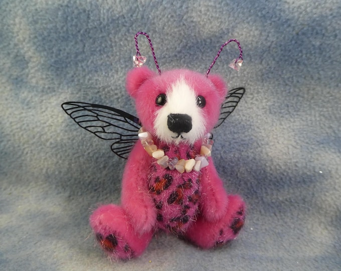 Fliss 3" Adorable Miniature Artist Animal Print Fairy Bear * OOAK* Bramber Bears