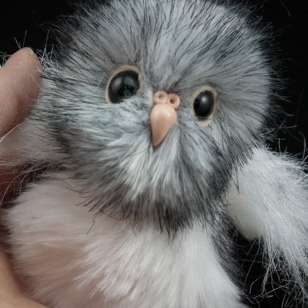 RESERVED for SOWMYA Ofira Owlet Mini 3" Soft Sculpture Artist Baby Owl OOAK by Bramber Bears introductory offer