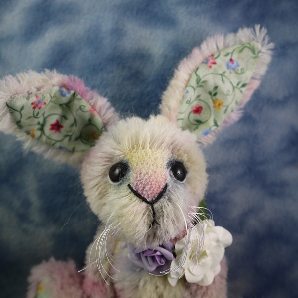 8" Adorable Pastel Rainbow Luxury Alpaca Mohair Artist Bunny Bear *Bramber Bears *Sage* OOAK