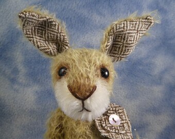 6" Adorable Mohair & Scottish Tweed Artist Bunny Bear *Bramber Bears *Clyde* OOAK