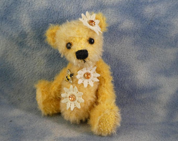 4" Adorable Mini Mohair Artist Flower Bear *Summer* OOAK* Bramber Bears