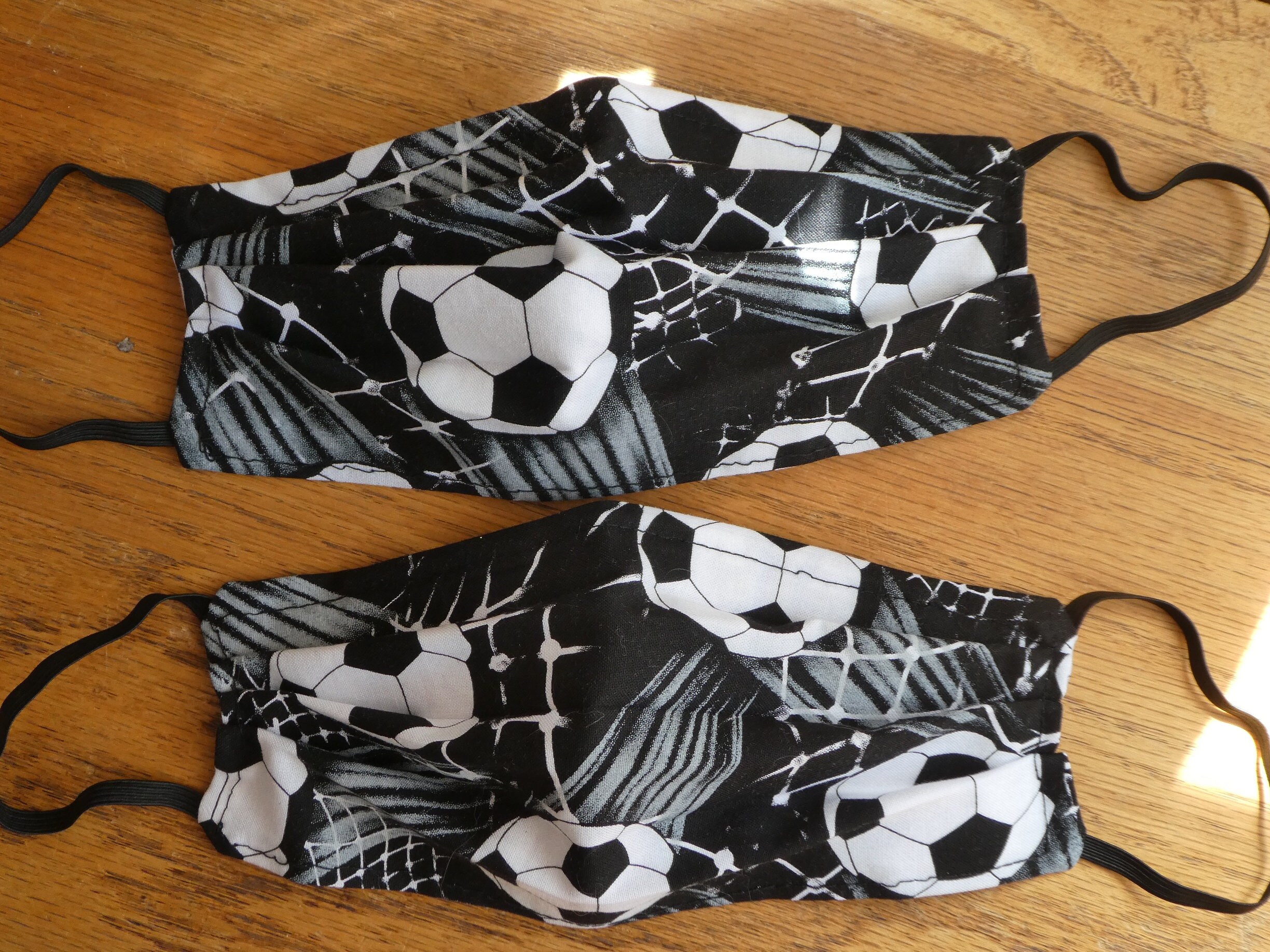 1 x Luxury Cotton Football Design Face Mask Double Layer, wired nose piece