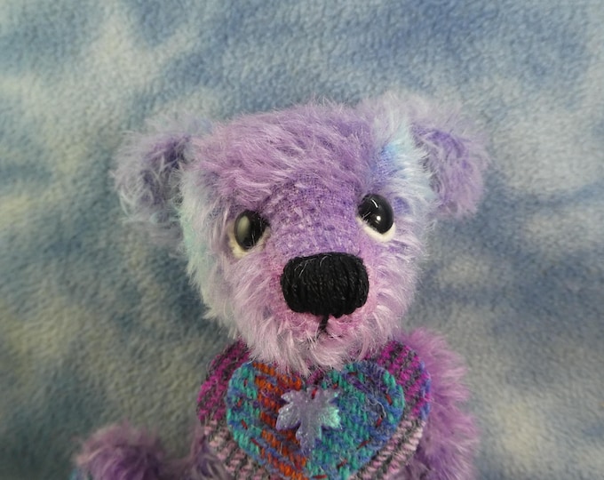 Isla 8" OOAK Adorable Hand Dyed Mohair & Harris Tweed Artist Bear by Bramber Bears