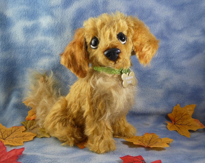 8" Adorable Soft Sculpture Luxury Mohair Artist Golden Retriever Puppy Dog by Bramber Bears OOAK * Maple