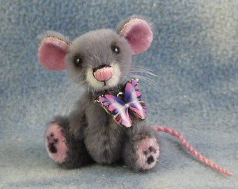 2" Teeny Tiny Micro Miniature Artist Mouse Bear * Bramber Bears * Pixie