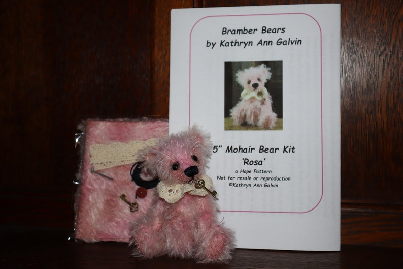 Complete Kit to make your own 5 Jointed Bear 'Rosa' Bramber Bears Hand dyed Mohair zdjęcie 7