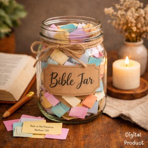 Bible Jar Scripture 48 Slips Printable Christian Faith Cut-Out Cards PDF A4 US Letter (Digital Download)