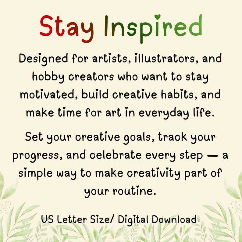 Creativity Goal Tracker Printable Art Motivation Planner for Artists ...