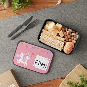 Personalized Kids Bento Box–Cute Unicorn Lunch Box with Name–Cute Back to School Gift–Custom Lunchbox for Children –BPA-Free-Snack Container